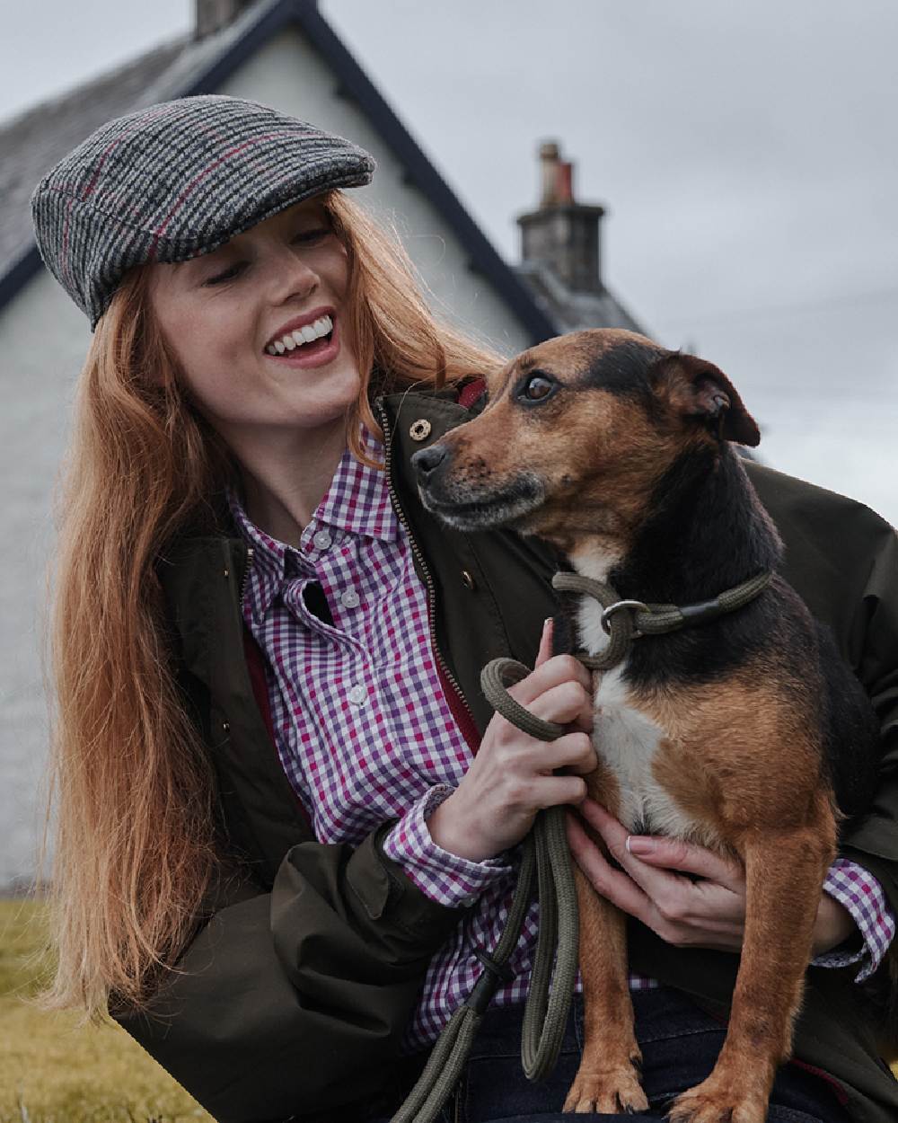 Violet Cerise Coloured Hoggs of Fife Becky II Shirt on countryside background #colour_violet-cerise