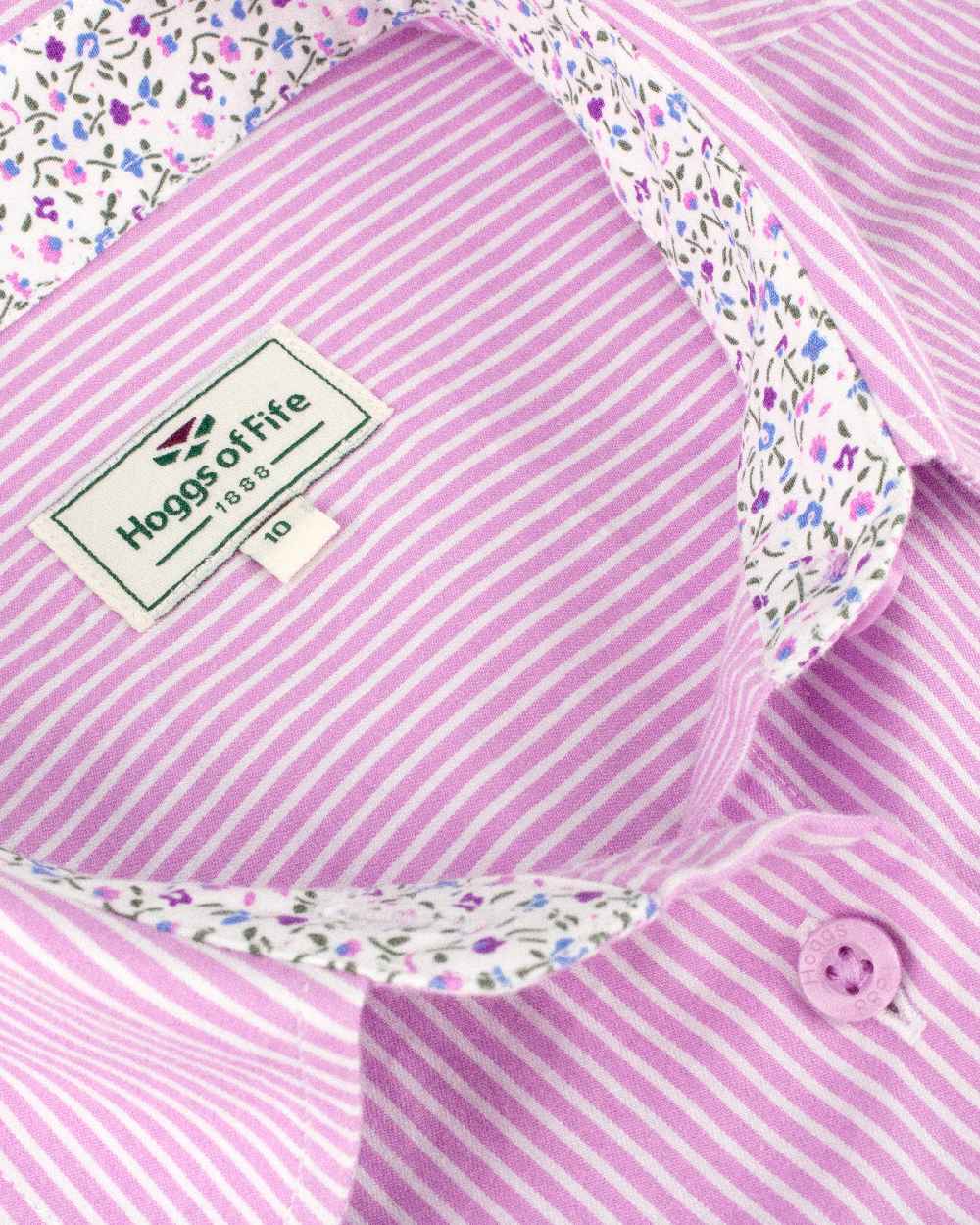 Lavender Stripe Coloured Hoggs of Fife Bonnie II Ladies Cotton Shirt on white background #colour_lavender-stripe