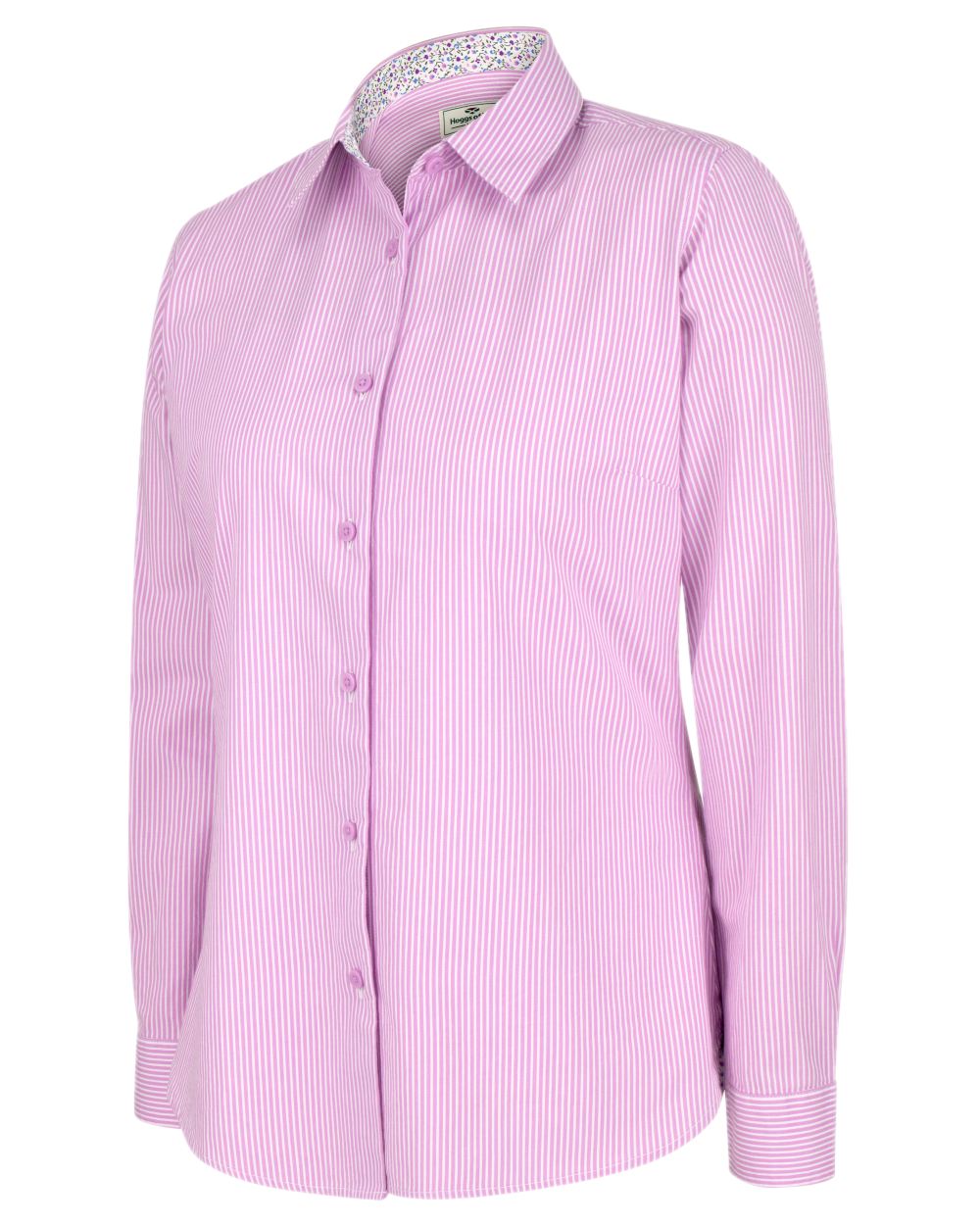 Lavender Stripe Coloured Hoggs of Fife Bonnie II Ladies Cotton Shirt on white background #colour_lavender-stripe