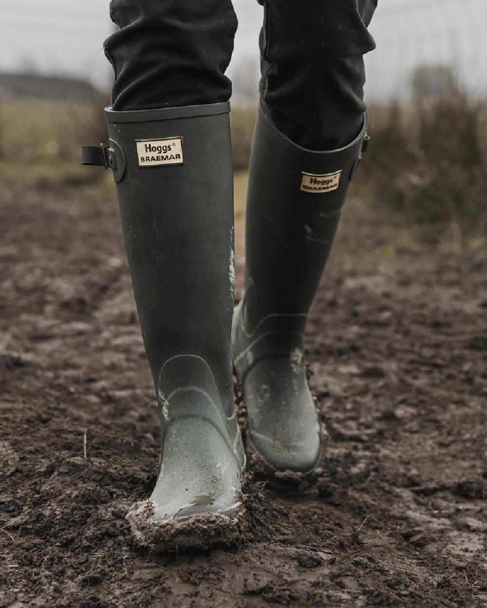 Green Coloured Hoggs of Fife Braemar Wellingtons on land background #colour_green