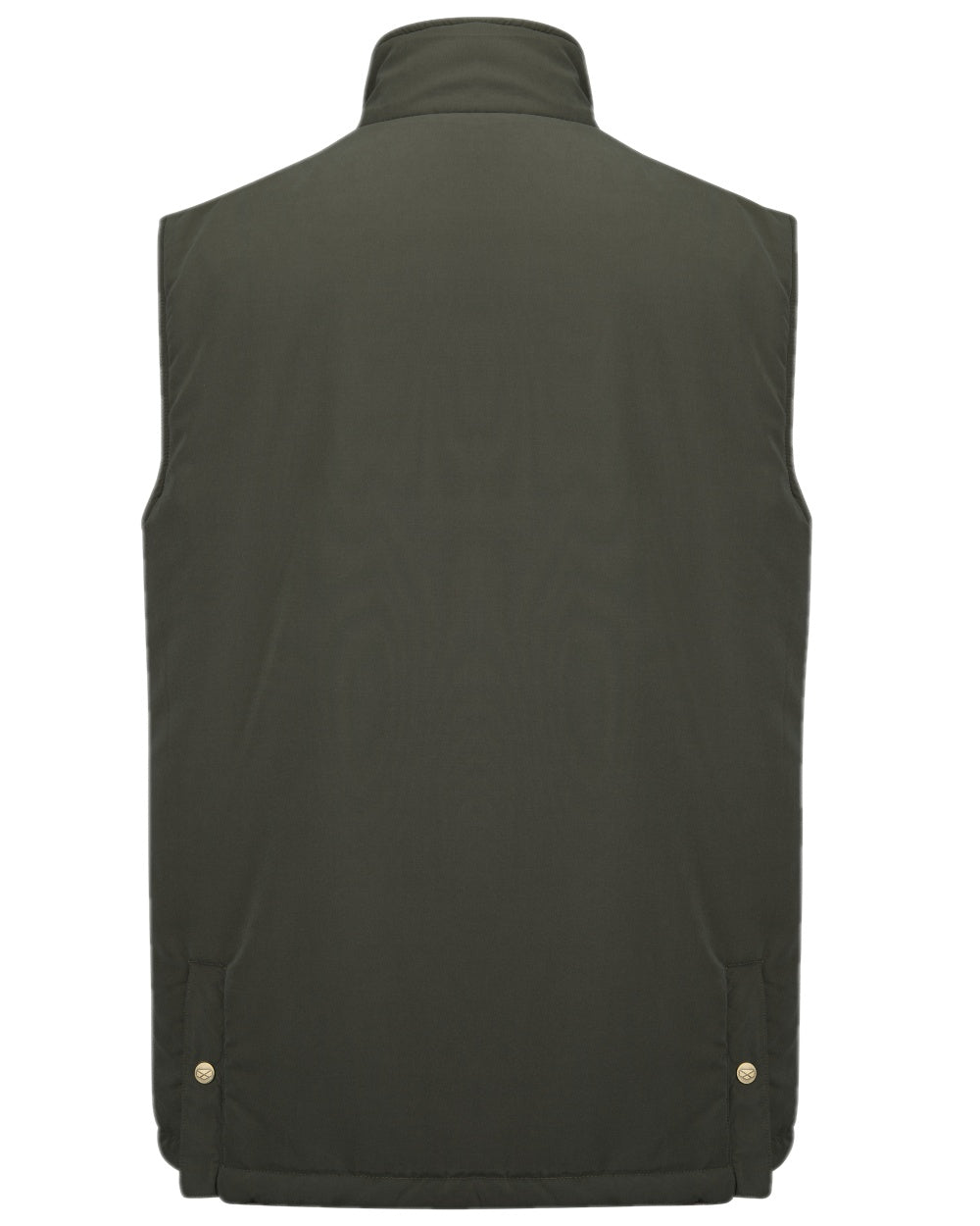 Loden Green Coffee Coloured Hoggs of Fife Breezer II Reversible Bodywarmer on white background #colour_loden-green-coffee