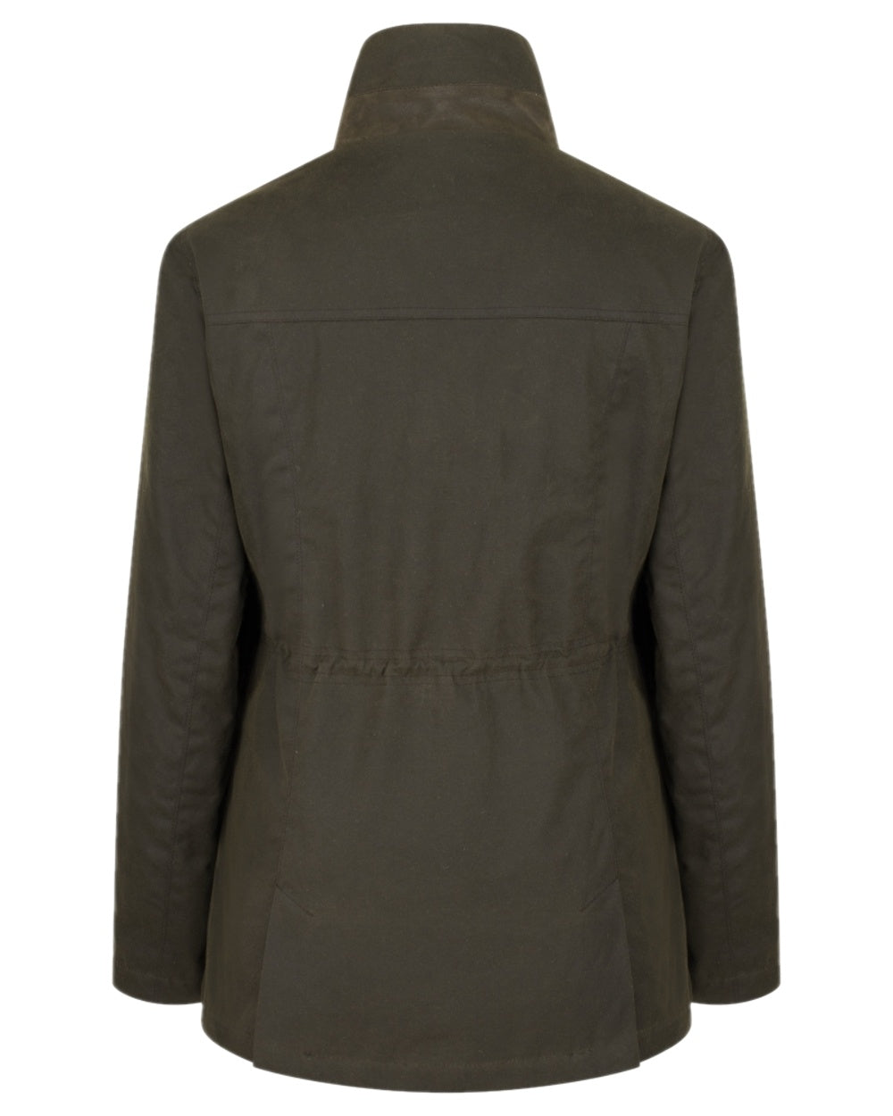 Antique Olive Coloured Hoggs of Fife Caledonia Ladies Antique Wax Jacket on white background #colour_antique-olive