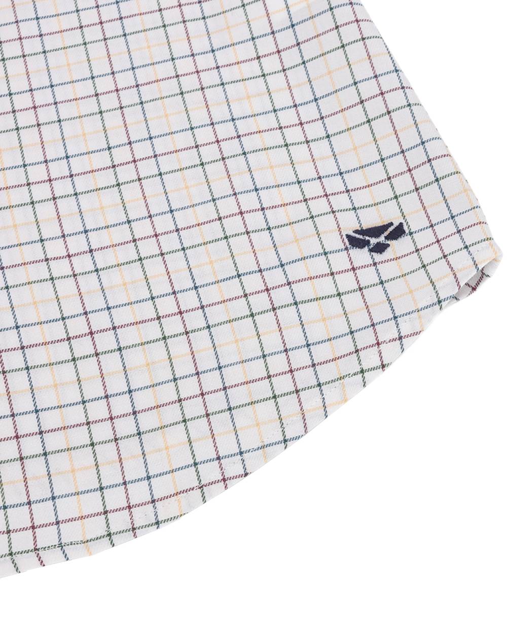 White Green Yellow Red Coloured Hoggs of Fife Callie Twill Ladies Check Shirt on white background #colour_white-green-yellow-red