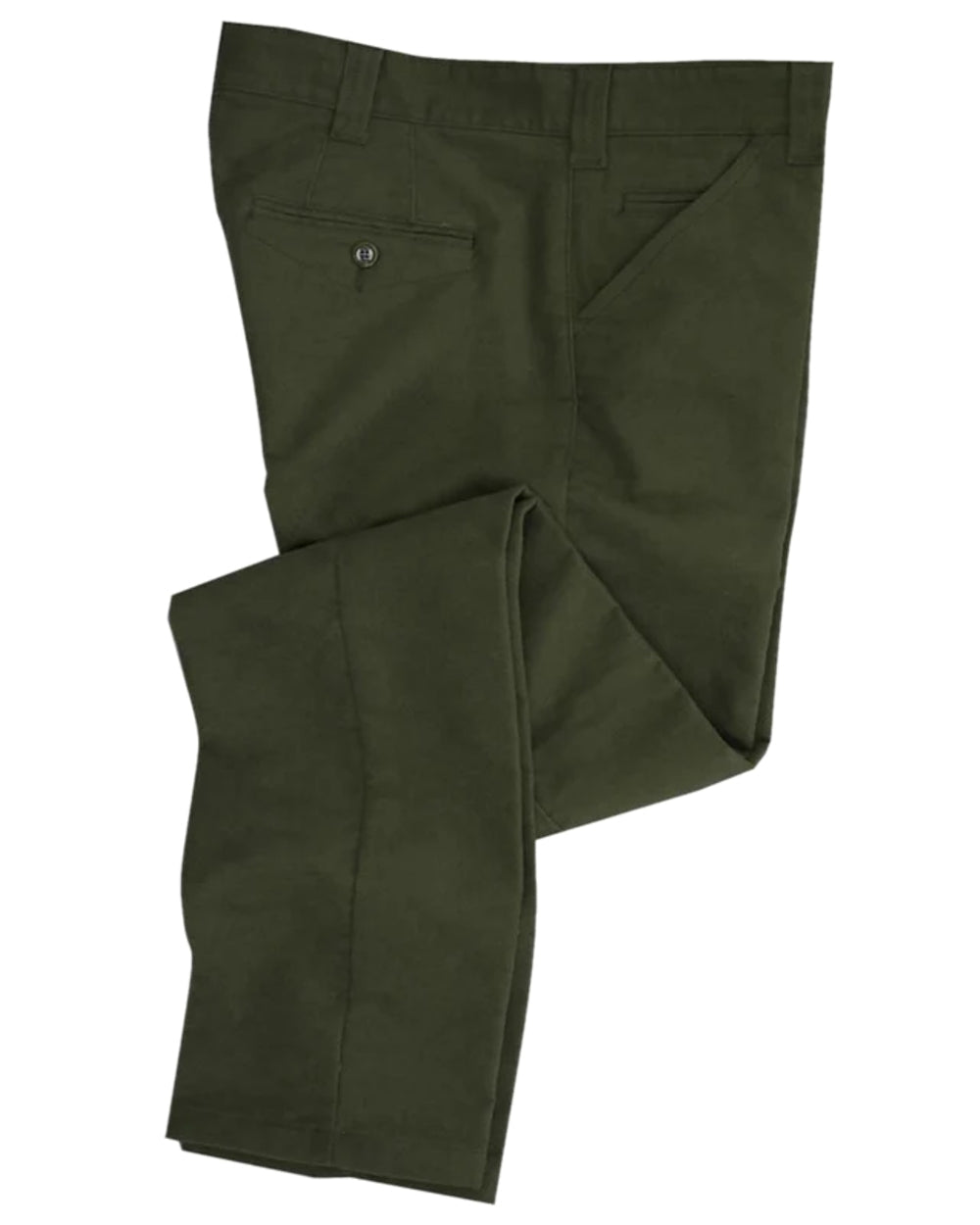 Dark Olive Coloured Hoggs of Fife Carrick Stretch Technical Moleskin Trouser on white background #colour_dark-olive