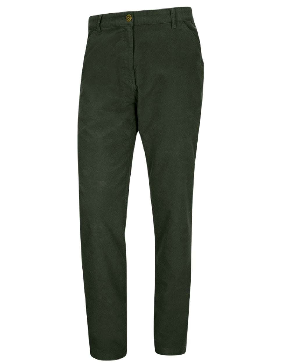 Dark Olive Coloured Hoggs of Fife Carrick Stretch Technical Moleskin Trousers on white background #colour_dark-olive