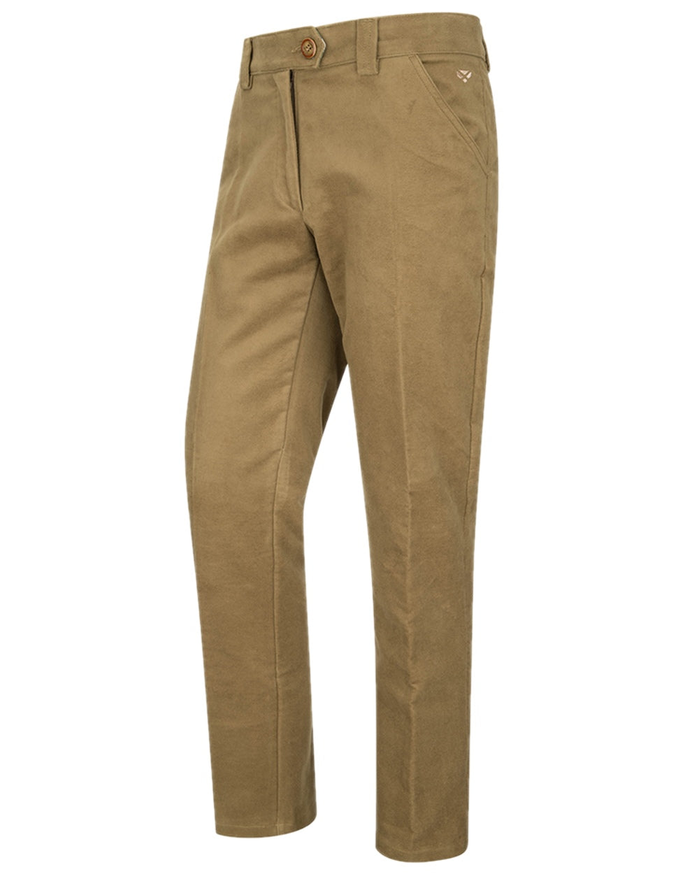 Dried Moss Coloured Hoggs of Fife Carrick Stretch Technical Moleskin Trousers on white background #colour_dried-moss