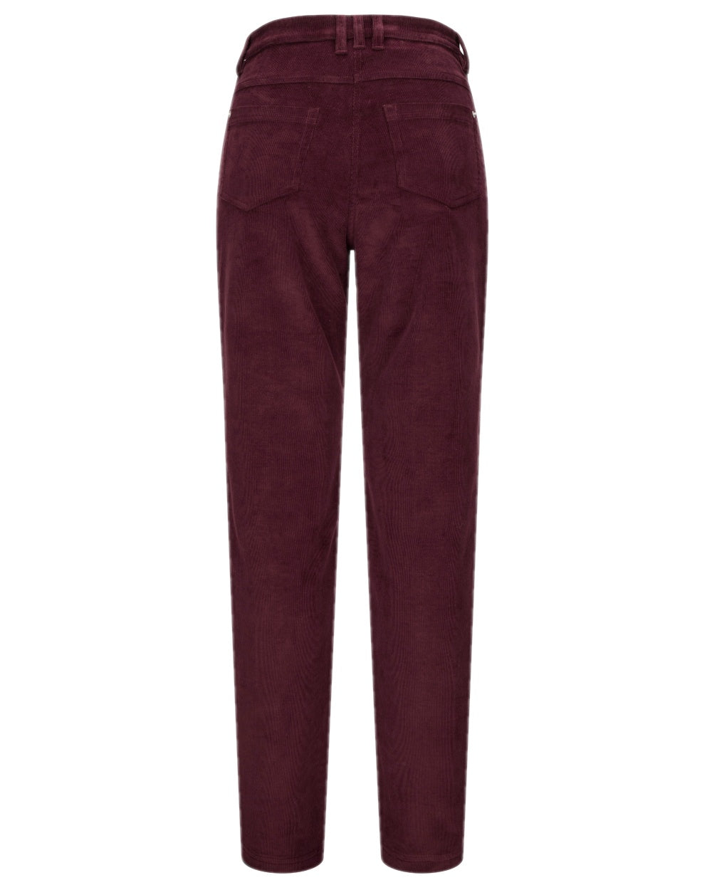 Merlot Coloured Hoggs of Fife Ceres Ladies Stretch Cord Jeans on white background #colour_merlot
