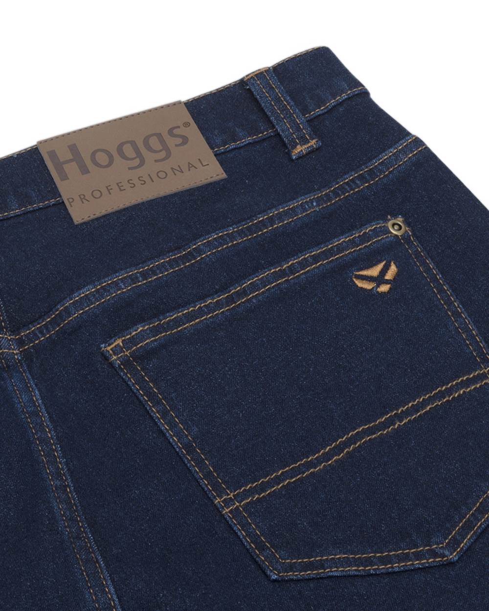 Dark Indigo Coloured Hoggs of Fife Clyde Comfort Denim Jeans on white background #colour_dark-indigo