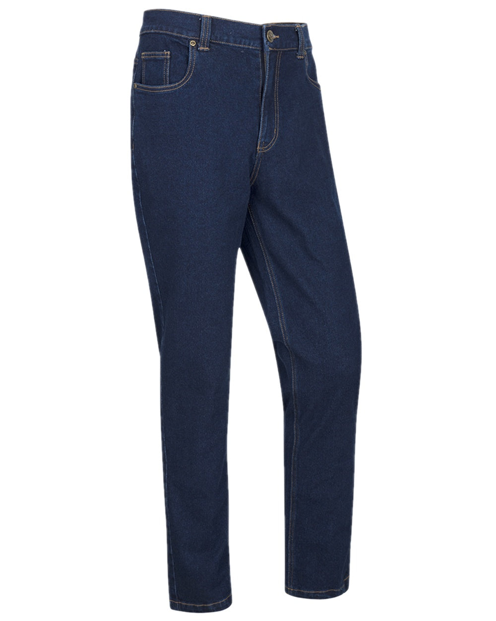 Dark Indigo Coloured Hoggs of Fife Clyde Comfort Denim Jeans on white background #colour_dark-indigo