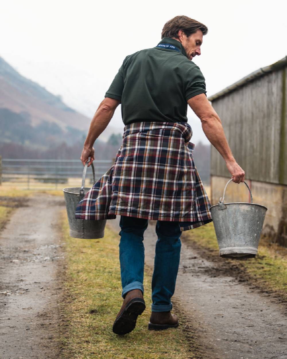 Stonewash Coloured Hoggs of Fife Clyde Comfort Denim Jeans on countryside background #colour_stonewash