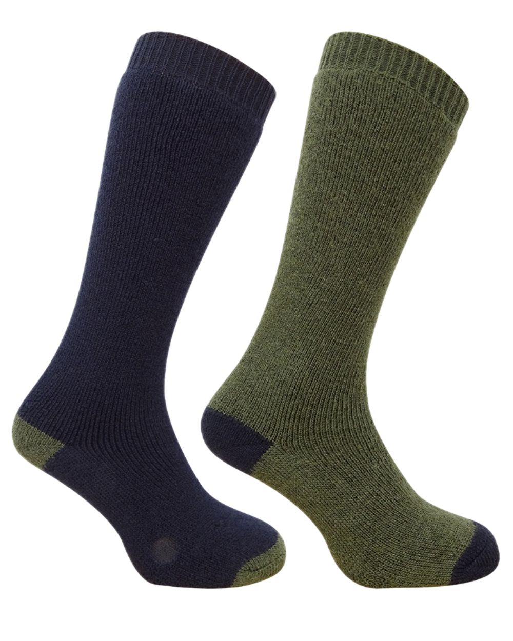 Dark Green Dark Navy Coloured Hoggs of Fife Country Long Socks Twin Pack on white background #colour_dark-green-dark-navy