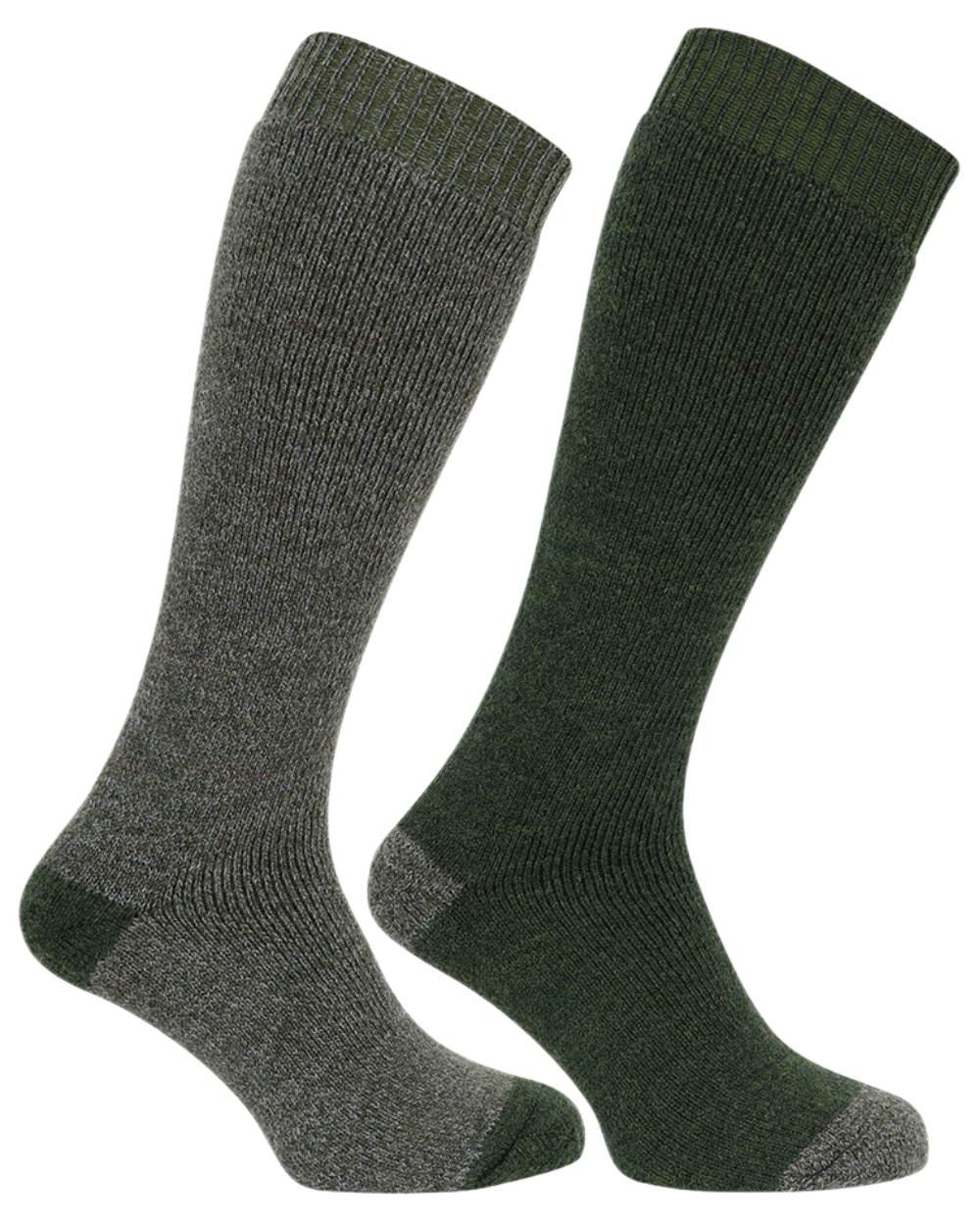 Tweed Loden Coloured Hoggs of Fife Country Long Socks Twin Pack on white background #colour_tweed-loden