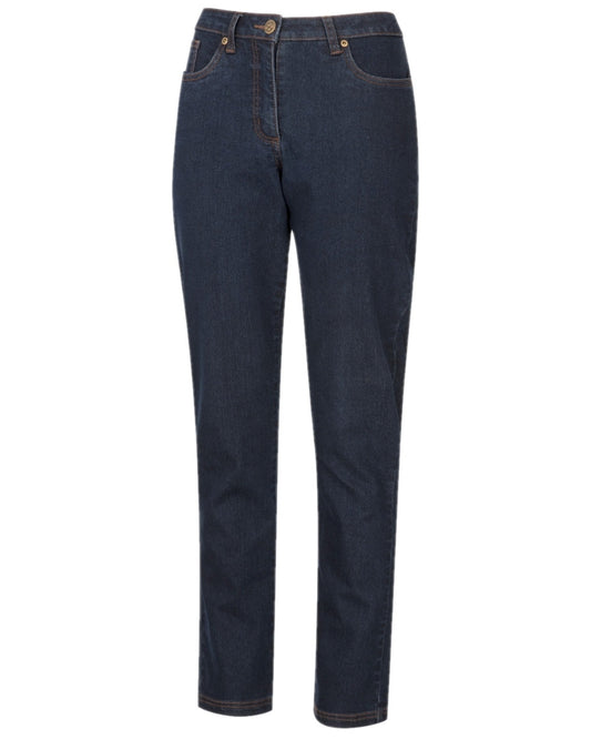 Indigo Coloured Hoggs of Fife Dee Stretch Denim Jeans on white background #colour_indigo