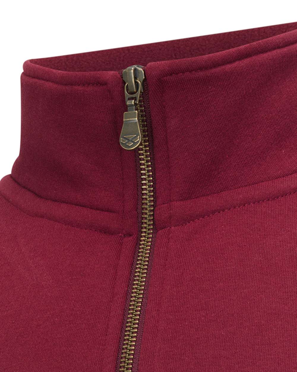 Burgundy White Navy Coloured Hoggs of Fife Dumfries 1888 Mens Quarter Zip Sweatshirt on white background #colour_burgundy-white-navy