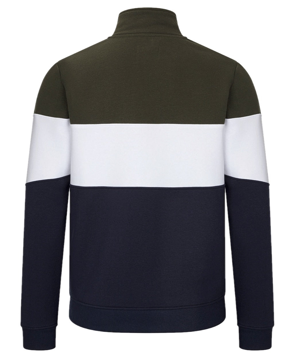 Forest White Navy Coloured Hoggs of Fife Dumfries 1888 Mens Quarter Zip Sweatshirt on white background #colour_forest-white-navy
