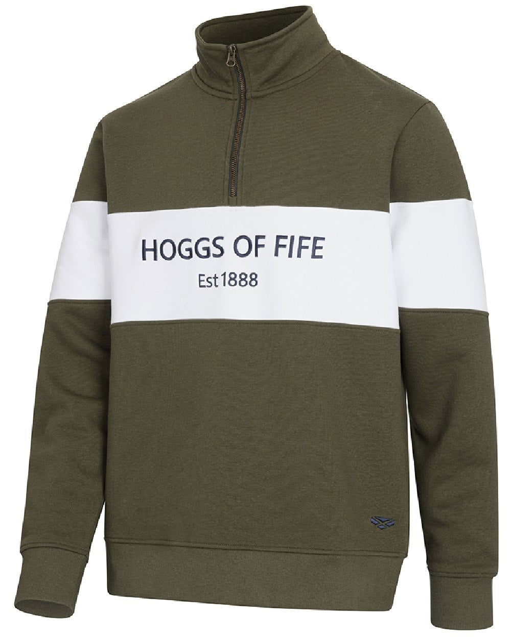Lovat White Coloured Hoggs of Fife Dumfries 1888 Mens Quarter Zip Sweatshirt on white background #colour_lovat-white