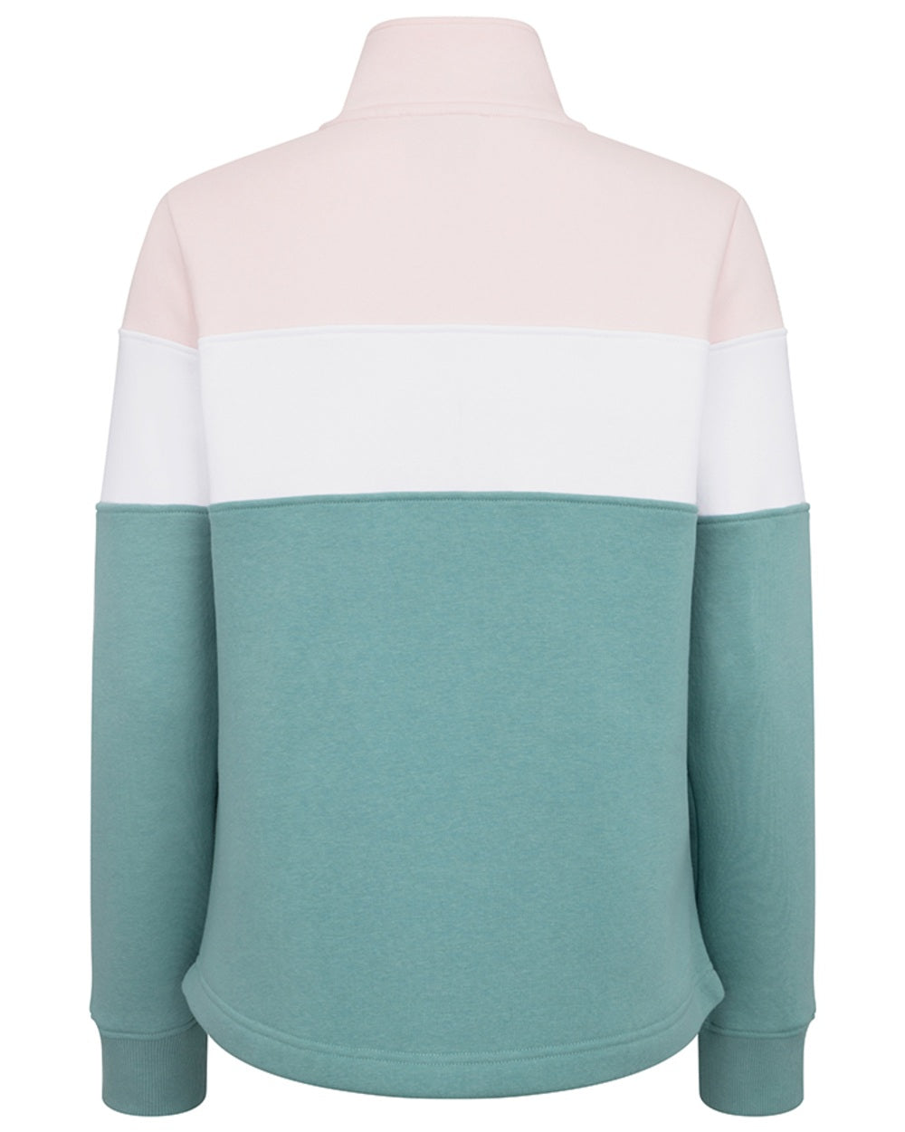 Mineral Blue Pink coloured Hoggs of Fife Dumfries 1888 Womens Quarter Zip Sweatshirt on white background #colour_mineral-blue-pink