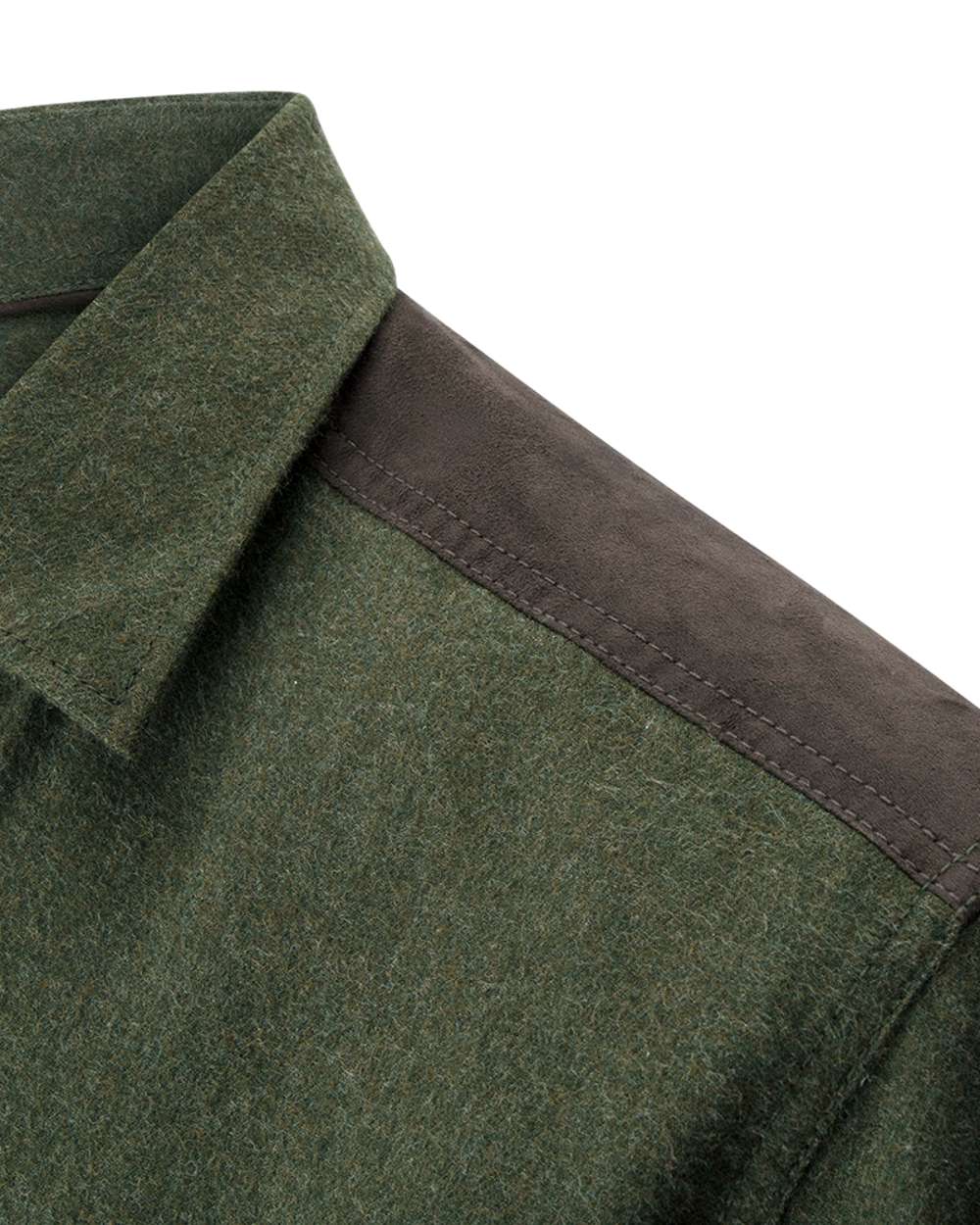 Loden Marl Coloured Hoggs of Fife Dunvegan Flannel Shirt on white background #colour_loden-marl