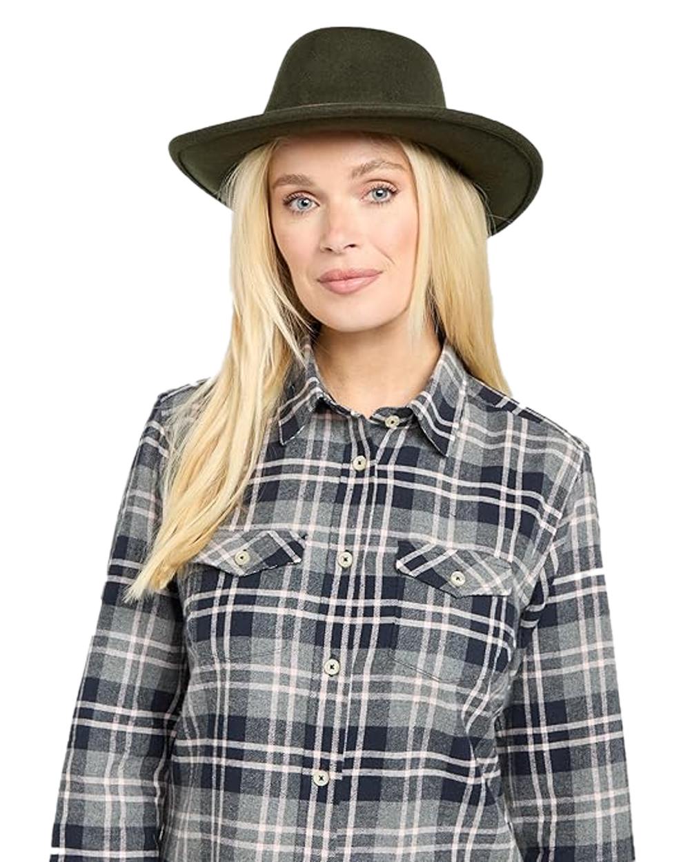Marled Navy Coloured Hoggs of Fife Eilidh Ladies Shirt on white background #colour_marled-navy