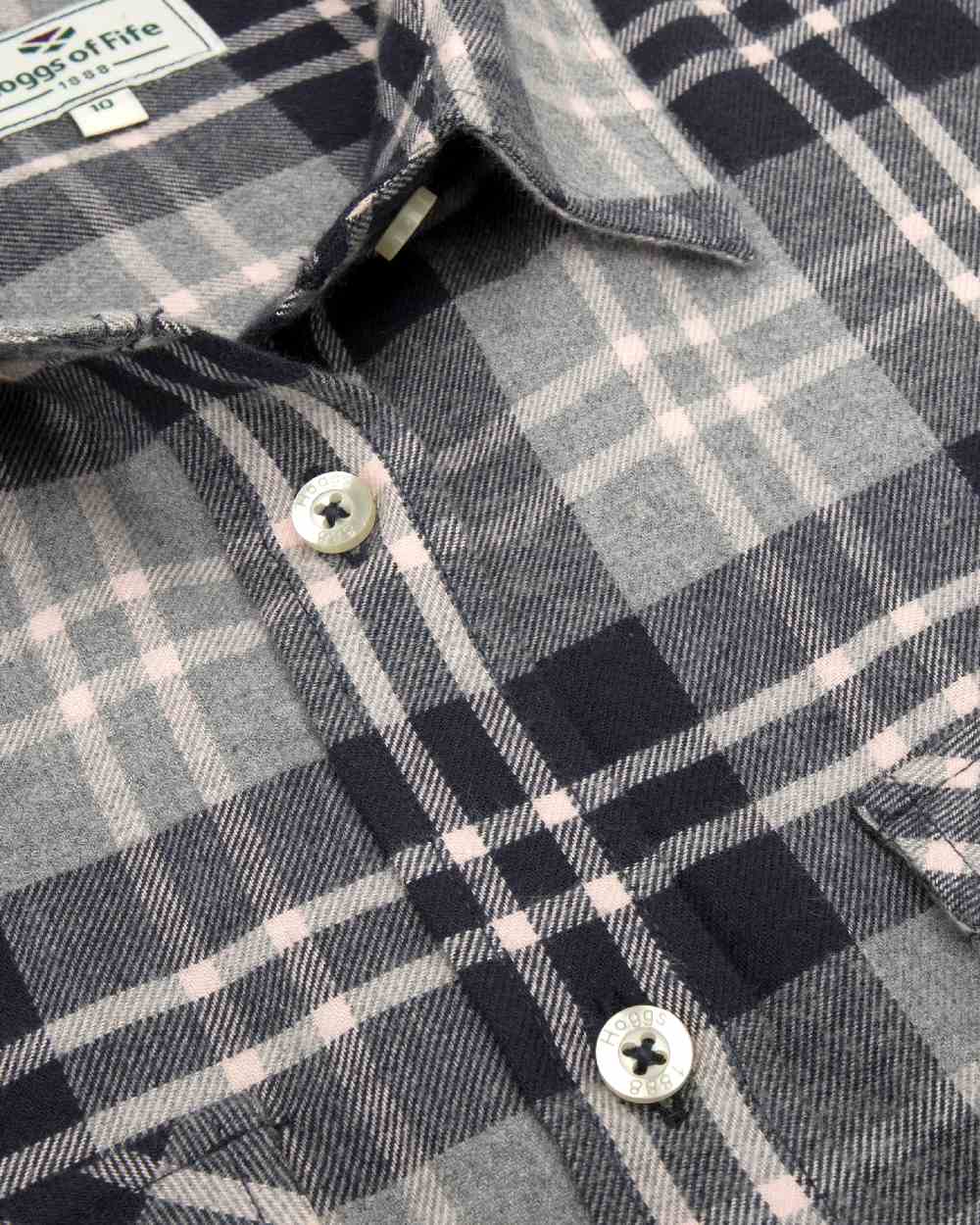 Marled Navy Coloured Hoggs of Fife Eilidh Ladies Shirt on white background #colour_marled-navy