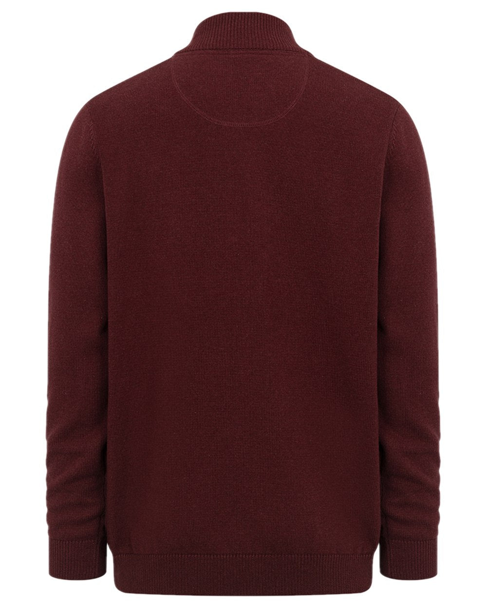 Berry Red coloured Hoggs of Fife Falkirk Quarter Zip Pullover on white background #colour_berry-red