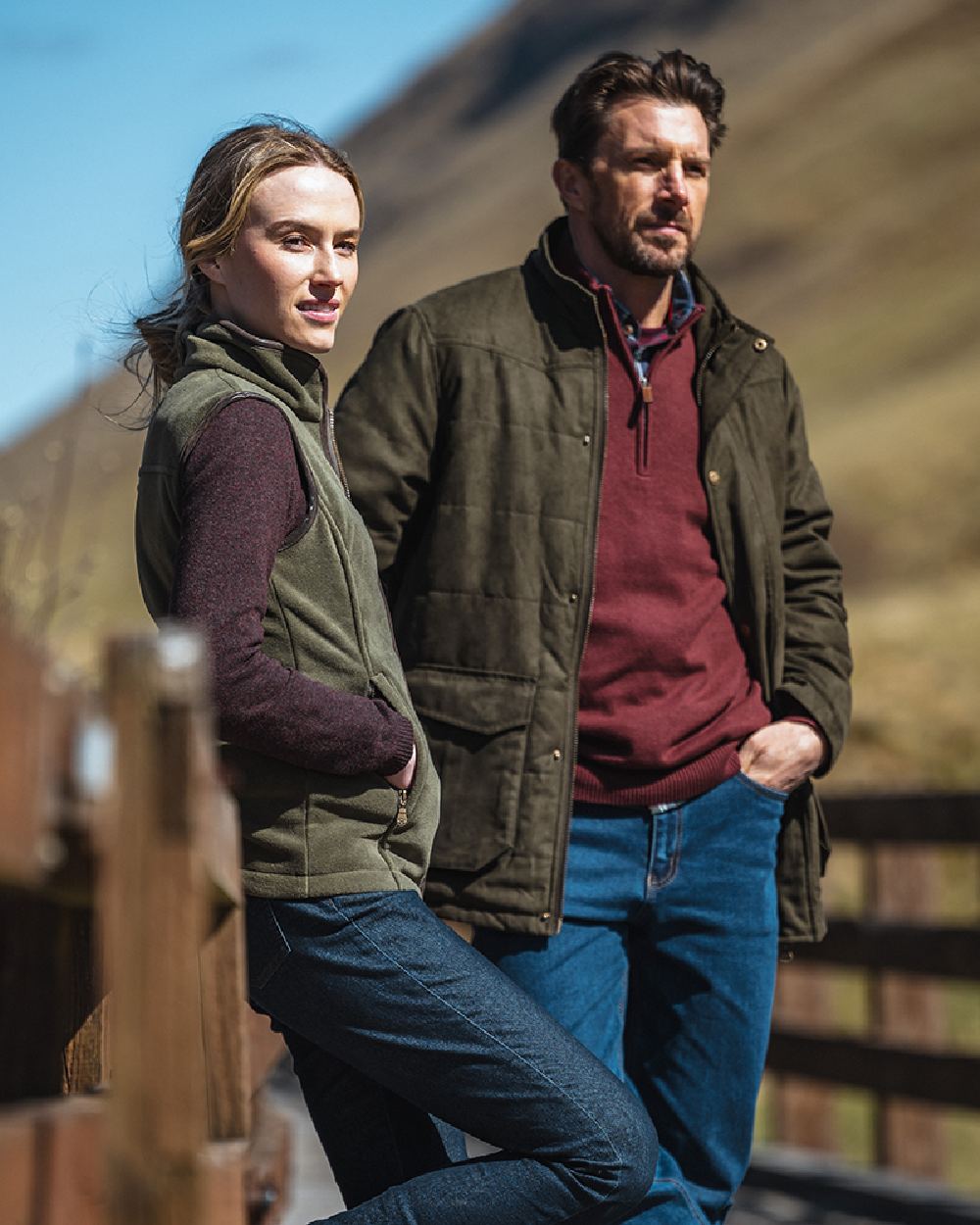 Berry Red coloured Hoggs of Fife Falkirk Quarter Zip Pullover on blurry background #colour_berry-red