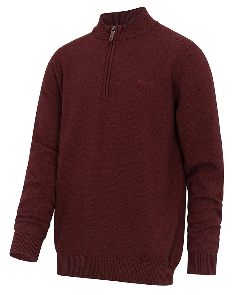 Berry Red coloured Hoggs of Fife Falkirk Quarter Zip Pullover on white background #colour_berry-red