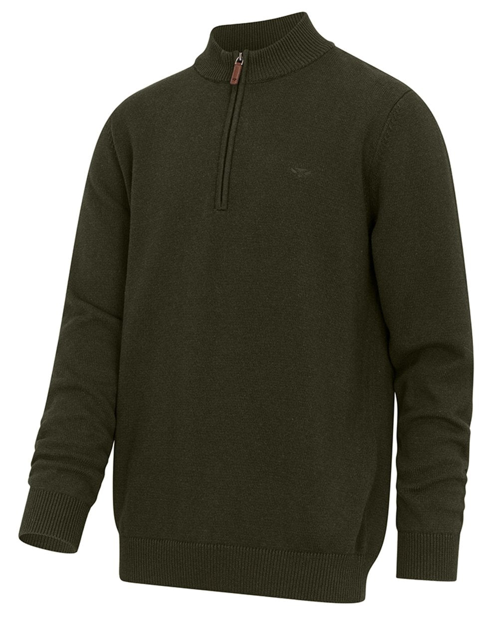 Fern Green coloured Hoggs of Fife Falkirk Quarter Zip Pullover on white background #colour_fern-green