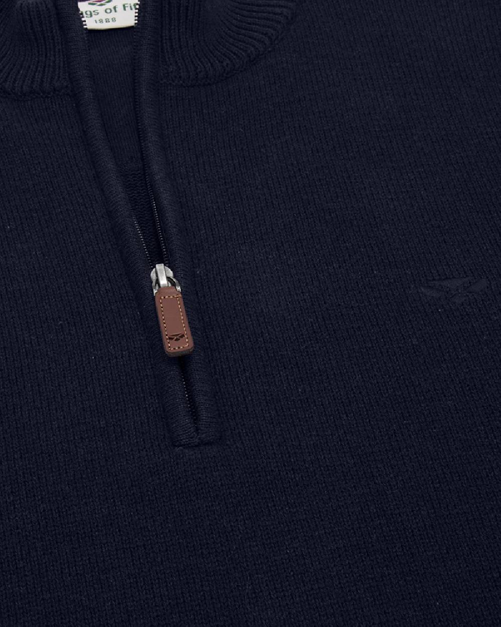 Heather Blue coloured Hoggs of Fife Falkirk Quarter Zip Pullover on white background #colour_heather-blue