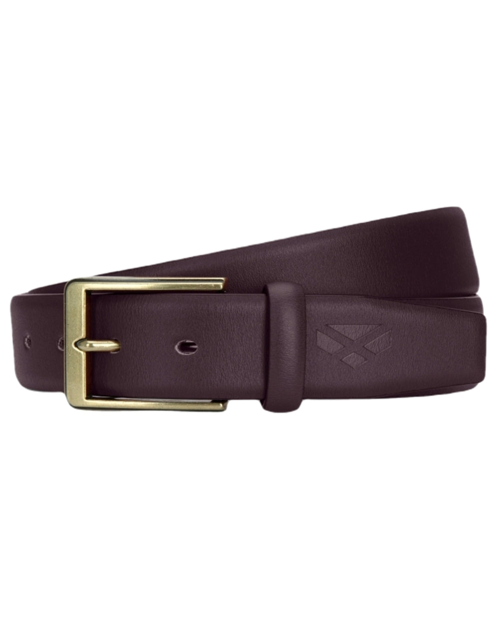 Dark Brown Coloured Hoggs of Fife Feather Edge Leather 35mm Belt on white background #colour_dark-brown