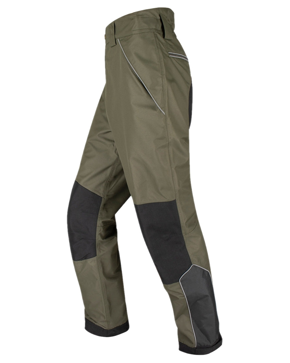 Dark Olive Coloured Hoggs of Fife Field Tech Waterproof Trousers on white background #colour_dark-olive