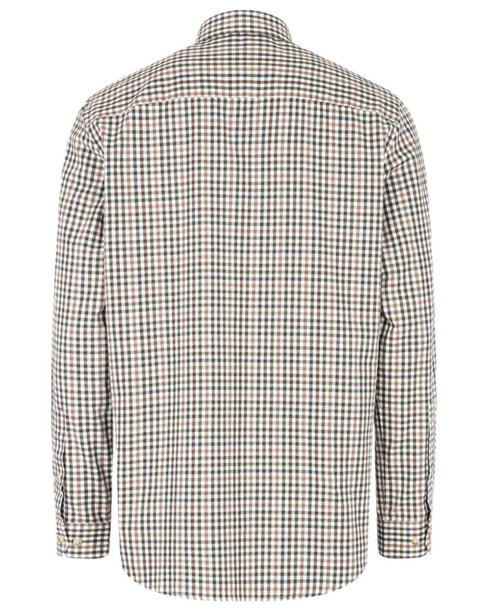 Brown Green Coloured Hoggs of Fife Garvock Cotton Twill Herringbone Check Shirt on white background #colour_brown-green