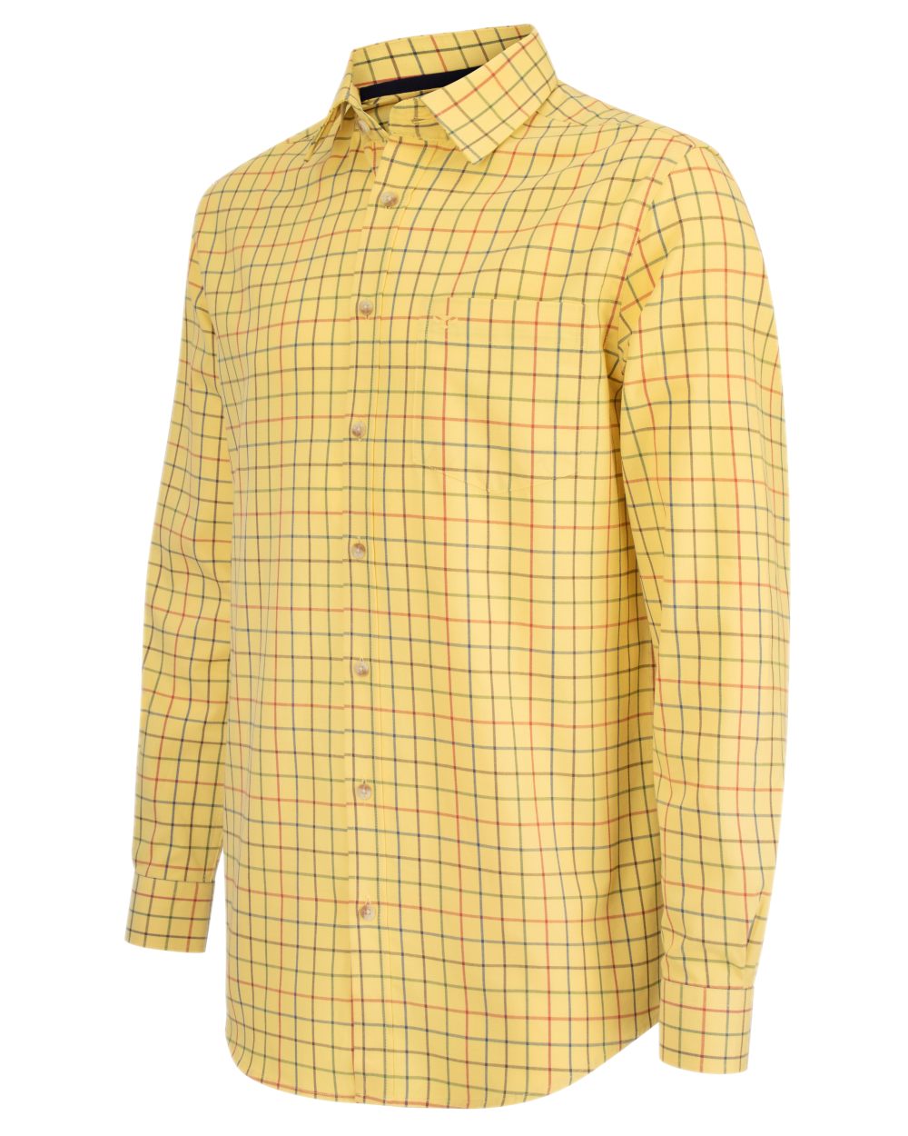 Gold Tattersall Coloured Hoggs of Fife Governor Tattersall Shirt on white background #colour_gold-tattersall
