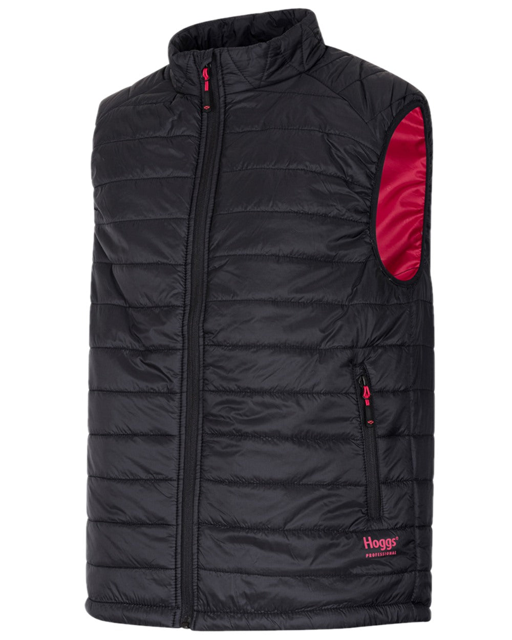 Black Red Coloured Hoggs of Fife Granite Rip-Stop Gilet on white background #colour_black-red