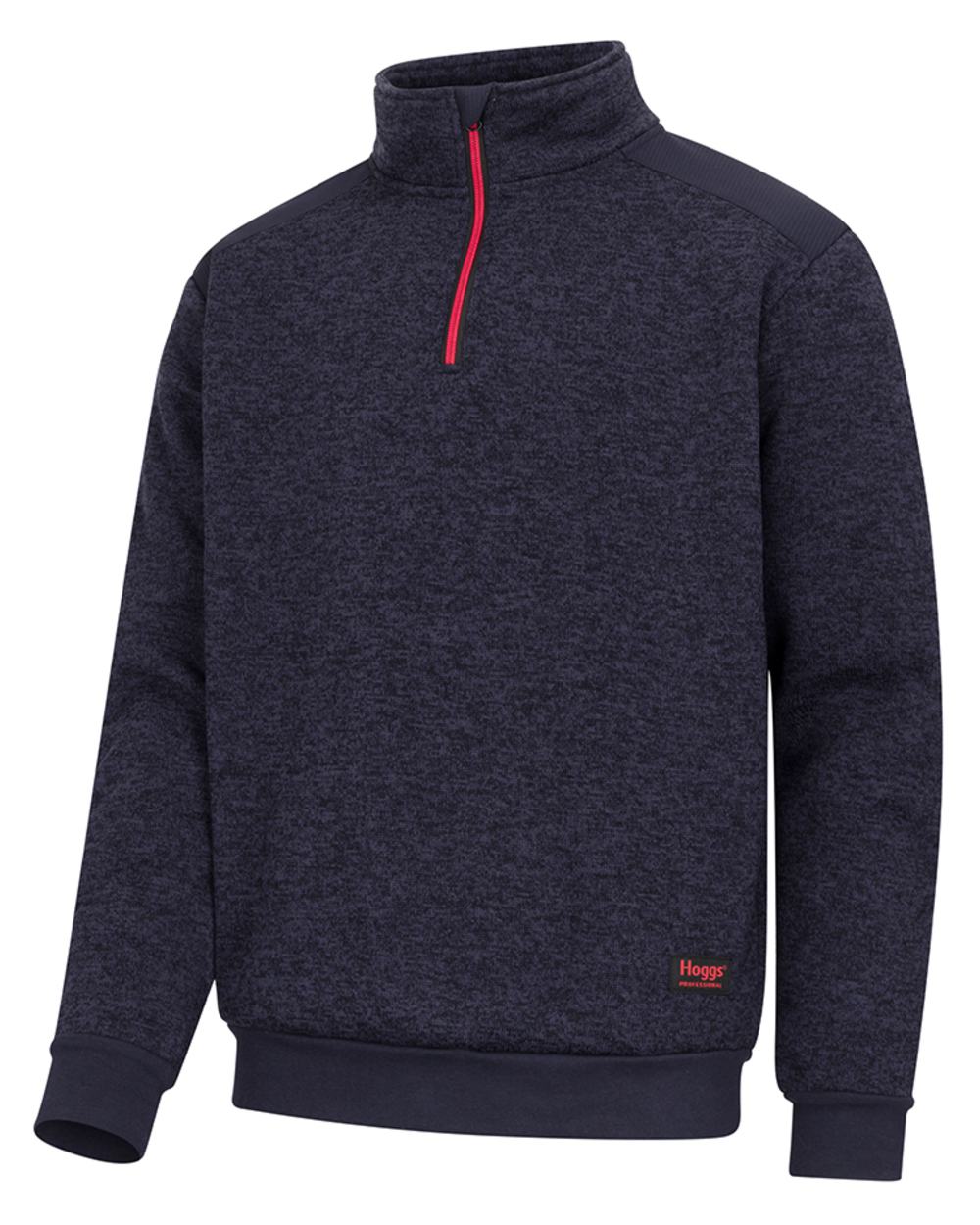 Navy Coloured Hoggs of Fife Green King II Quarter Zip Knit Fleece on white background #colour_navy