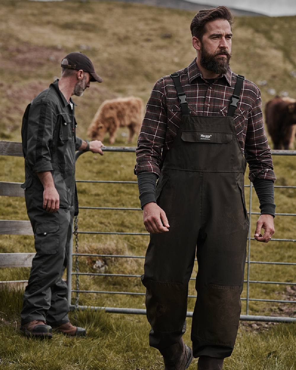Green Coloured Hoggs of Fife Green King II Waterproof Bib & Brace on mountain background #colour_green