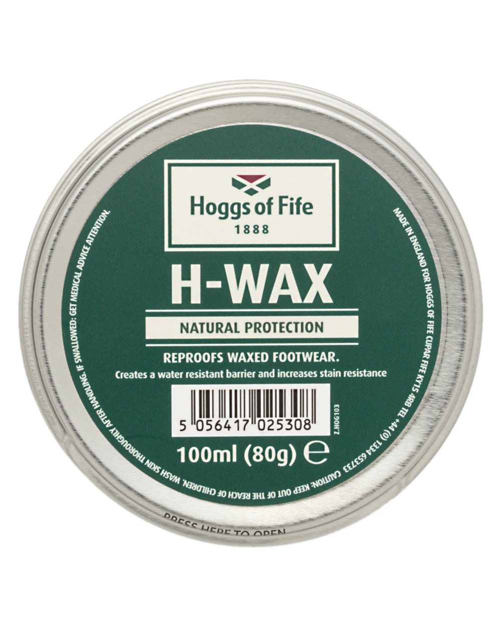 Neutral Coloured Hoggs of Fife H-Wax Dressing 100ml Tin on white background #colour_neutral