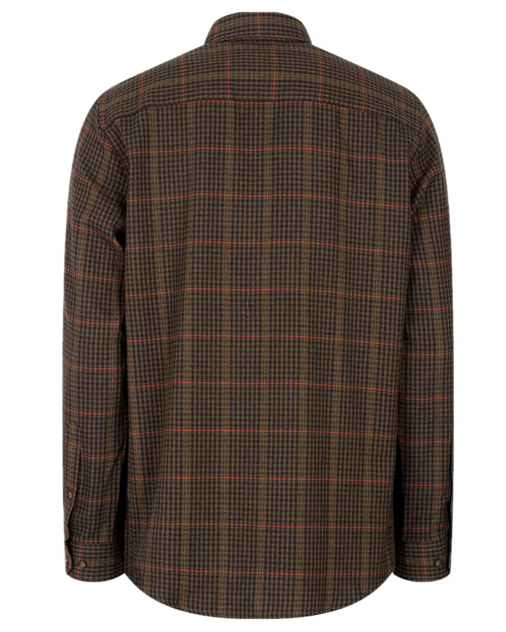 Green Coloured Hoggs of Fife Harris Cotton Twill Check Shirt on white background #colour_green