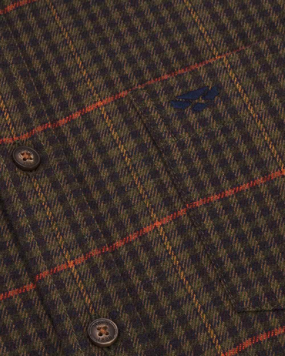 Green Coloured Hoggs of Fife Harris Cotton Twill Check Shirt on white background #colour_green