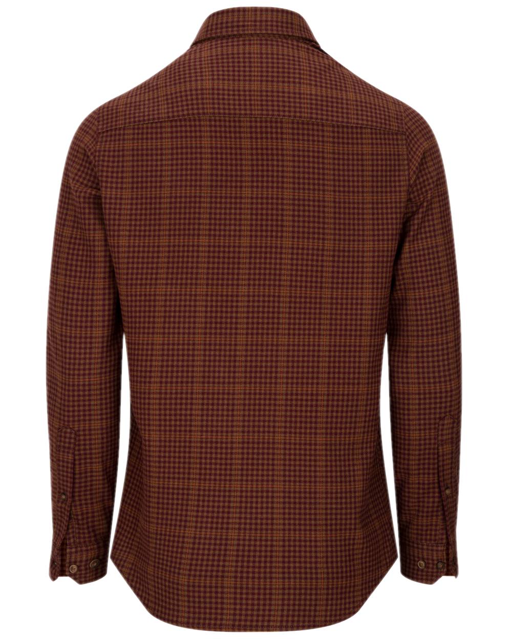 Rust Coloured Hoggs of Fife Harris Cotton Twill Check Shirt on white background #colour_rust