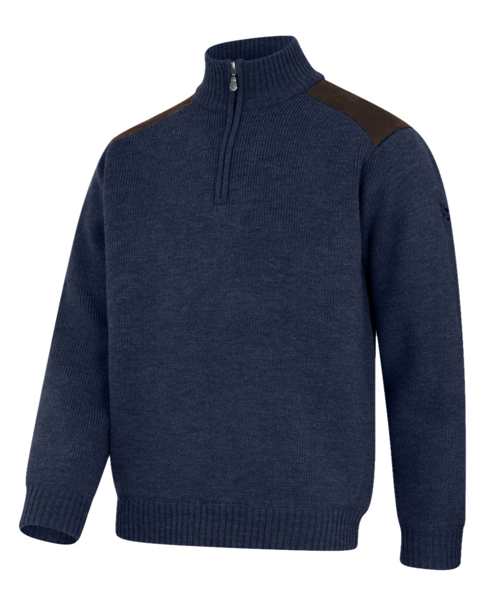Storm Blue Coloured Hoggs of Fife Hebrides II Quarter Zip Windproof Pullover on white background #colour_storm-blue