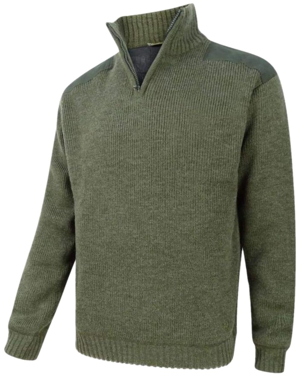 Loden Coloured Hoggs of Fife Hebrides Zip Neck Windproof Pullover on white background #colour_loden