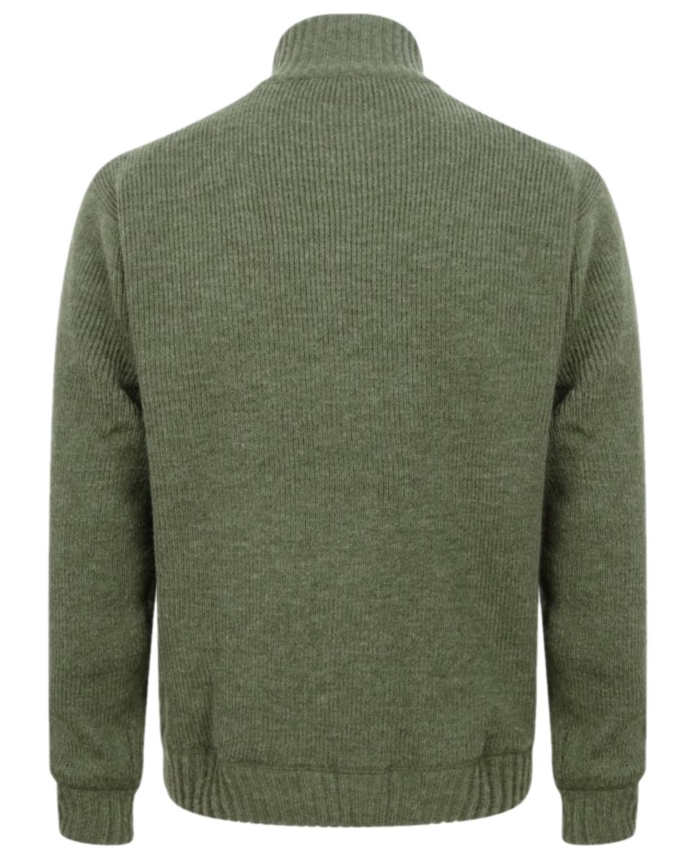 Loden Coloured Hoggs of Fife Hebrides Zip Neck Windproof Pullover on white background #colour_loden