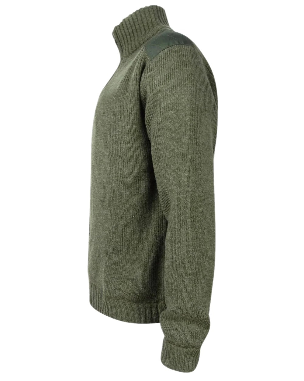 Loden Coloured Hoggs of Fife Hebrides Zip Neck Windproof Pullover on white background #colour_loden