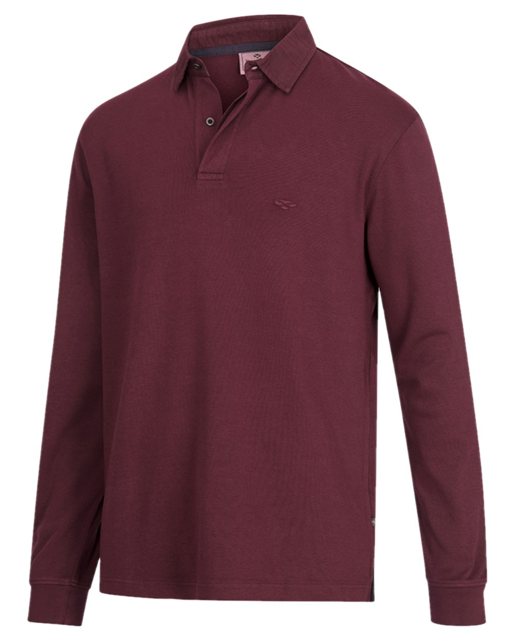 Merlot Coloured Hoggs of Fife Heriot Long Sleeve Rugby Shirt on white background #colour_merlot