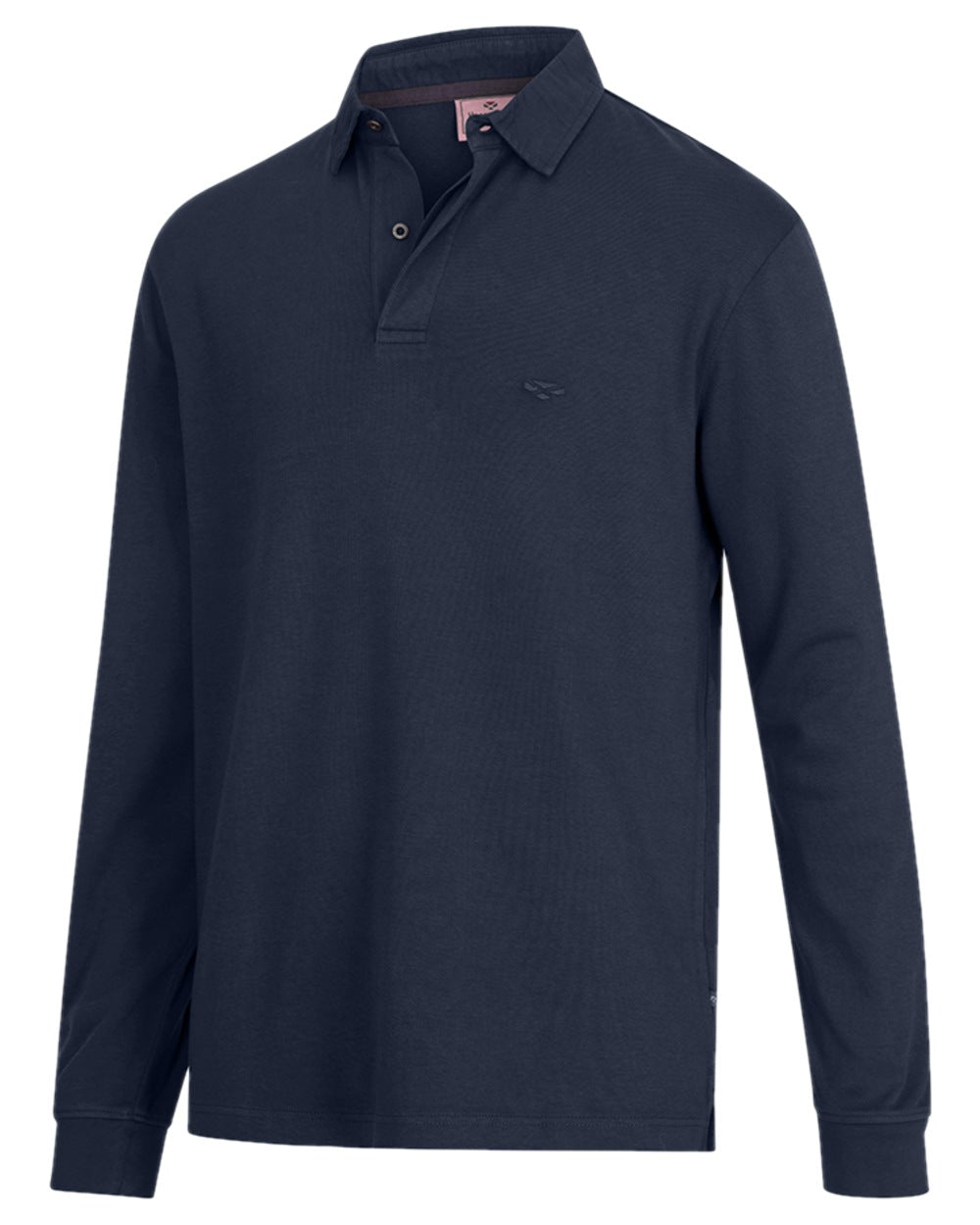 Navy Coloured Hoggs of Fife Heriot Long Sleeve Rugby Shirt on white background #colour_navy