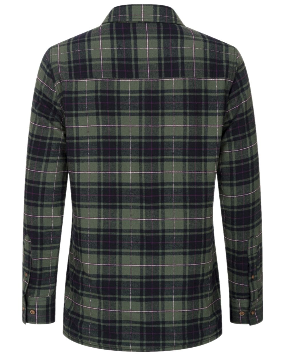 Green Navy Burgundy Coloured Hoggs of Fife Hogg Tartan Womens Shacket on white background #colour_green-navy-burgundy