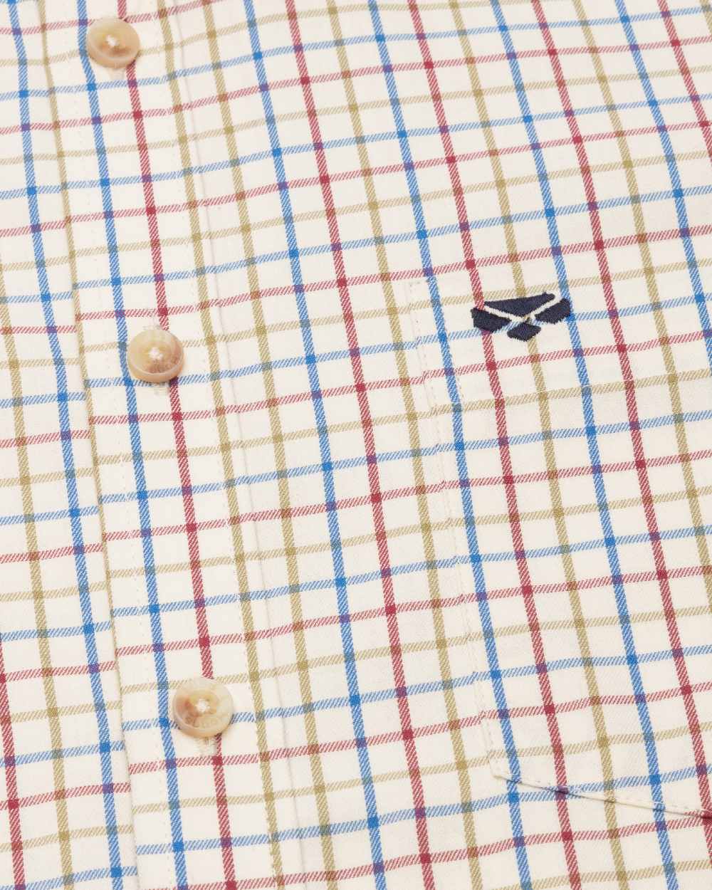 Wine Blue Green Coloured Hoggs of Fife Inverness Pure Cotton Tattersall Shirt on white background #colour_wine-blue-green