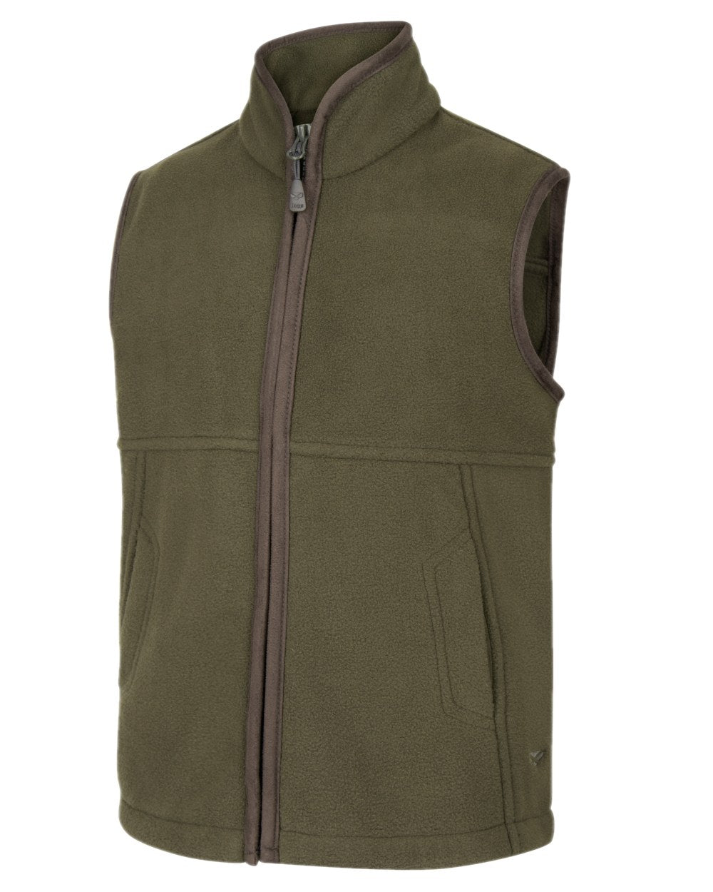 Green Coloured Hoggs of Fife Junior Woodhall Fleece Gilet on white background #colour_green