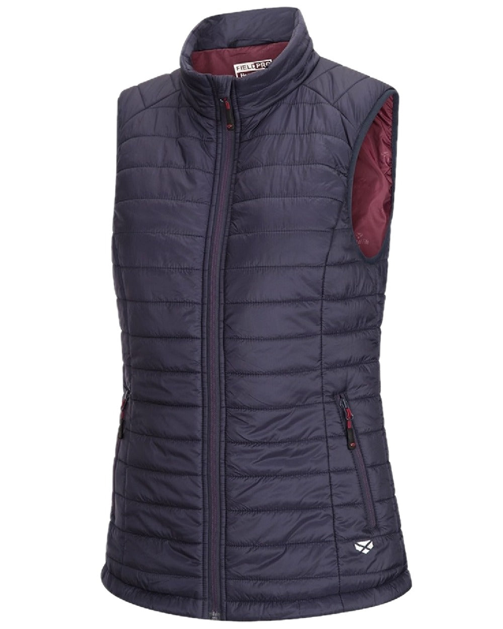 Navy Merlot Coloured Hoggs of Fife Kingston Ladies Rip-Stop Gilet on white background #colour_navy-merlot
